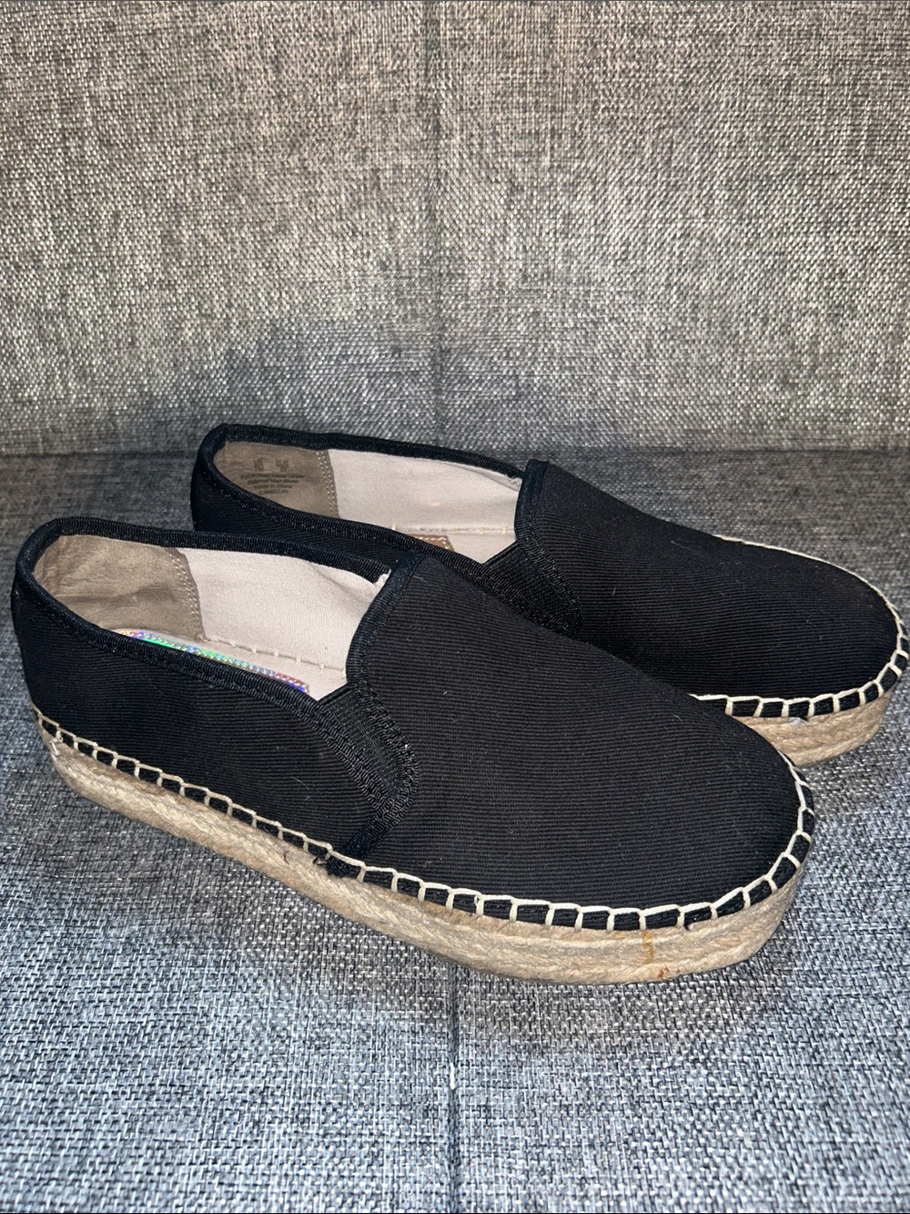 Circus by Sam Edelman Black Canvas Espadrille Platform Slip-Ons